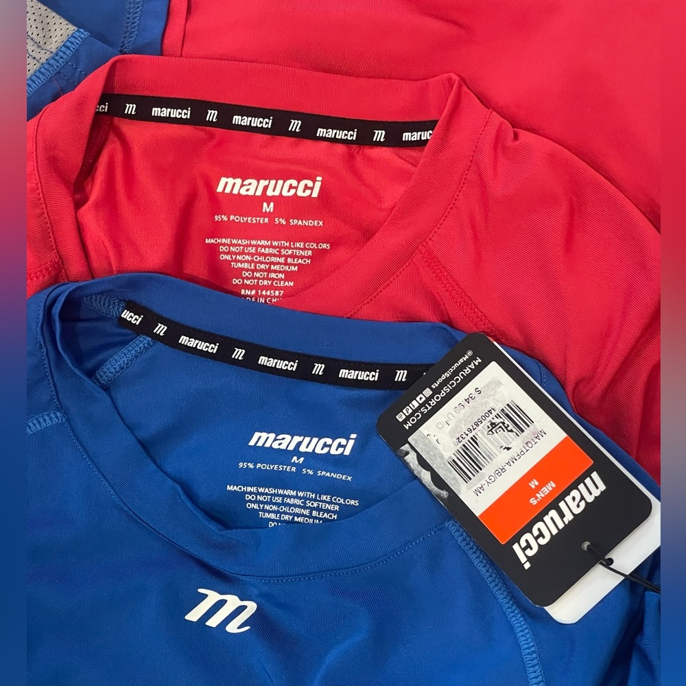 Marucci Men’s Rugby Medium Red Royal Blue Pair of Shirts Performance Baseball - Picture 3 of 3